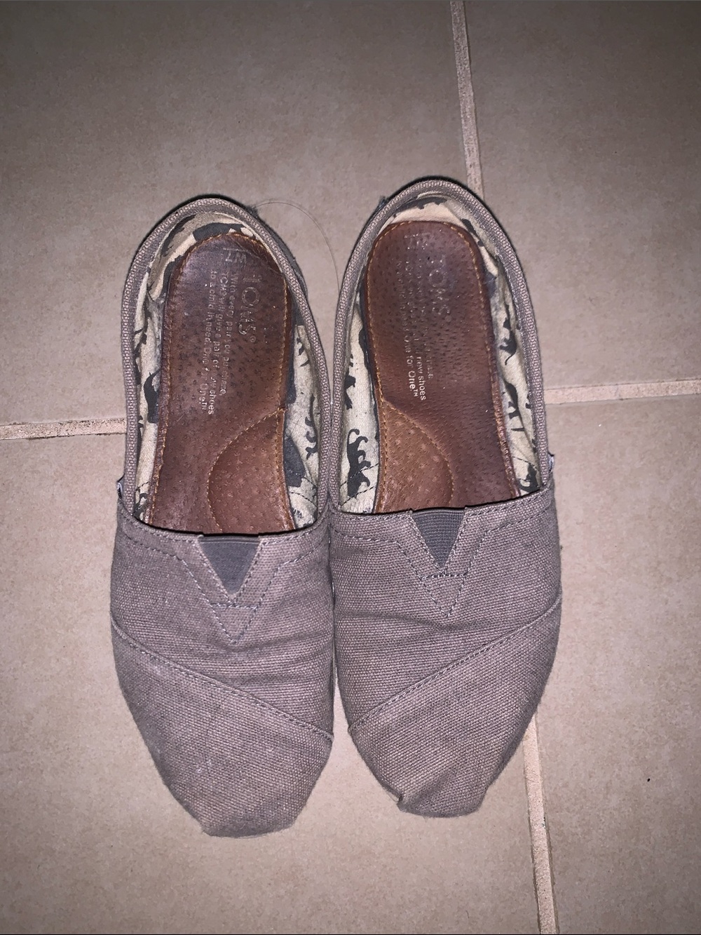 Toms Women's Gray Canvas Slip-On Flats